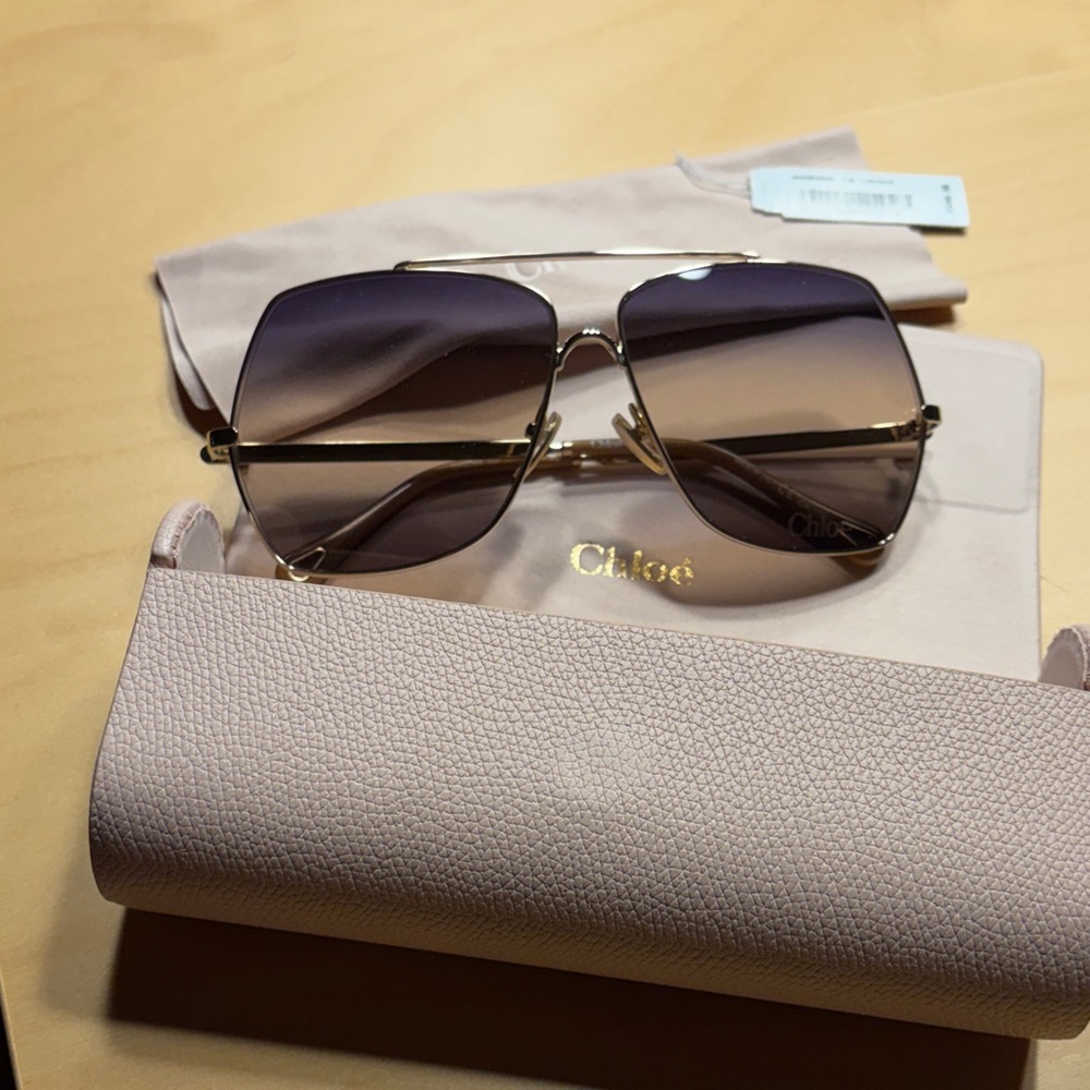 Chloe Square Sunglasses with Gold Frame and Gradient Lenses